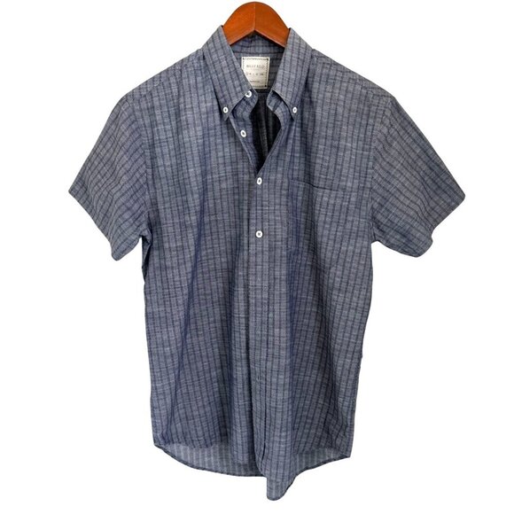 Billy Reid Kirby Short-Sleeve Micro-Plaid Slim Fit Button-Down Shirt Size Small - Picture 2 of 7